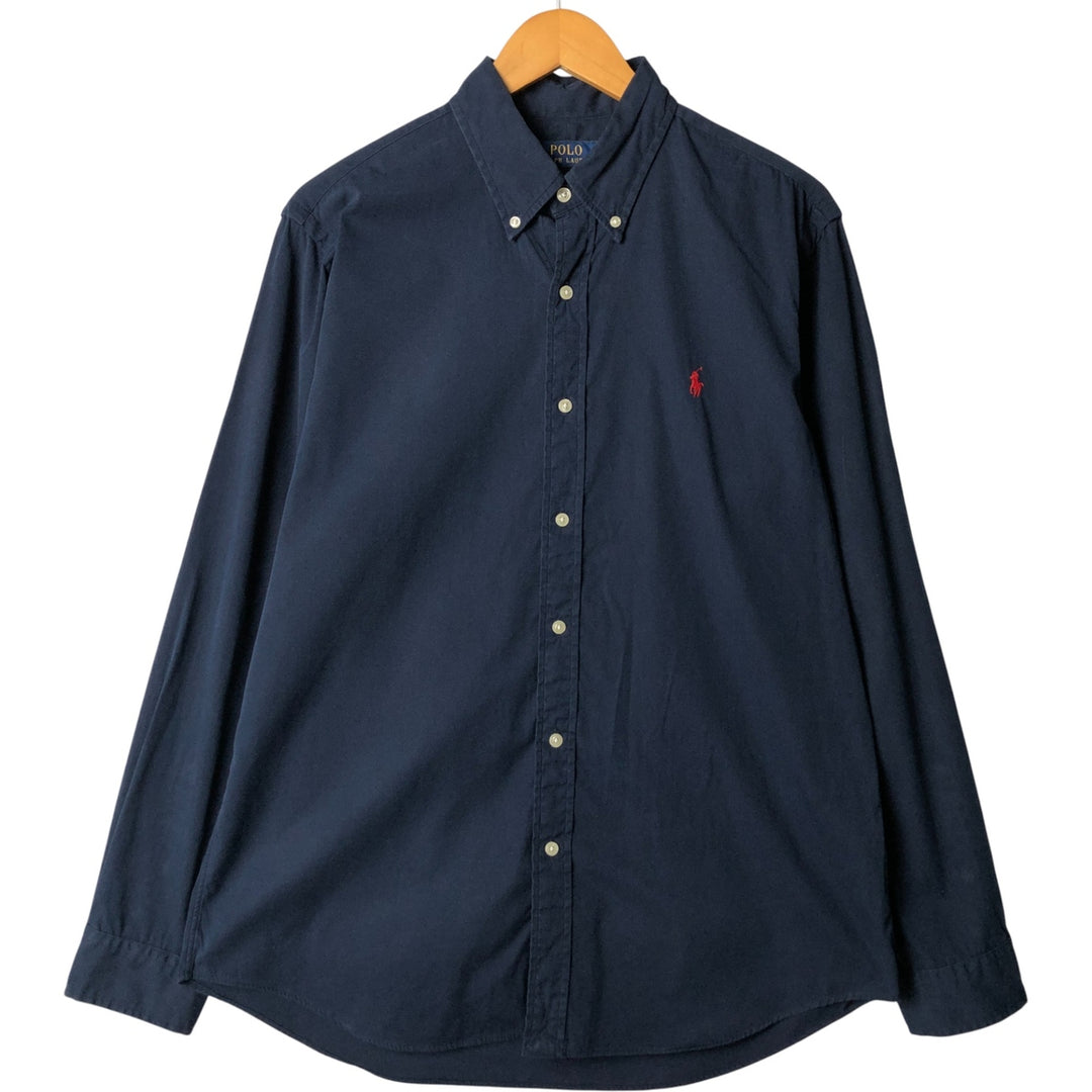 Ralph Lauren POLO RALPH LAUREN CLASSIC FIT long-sleeved button-down shirt, men's size L unclear navy blue type Vintage Second Hand