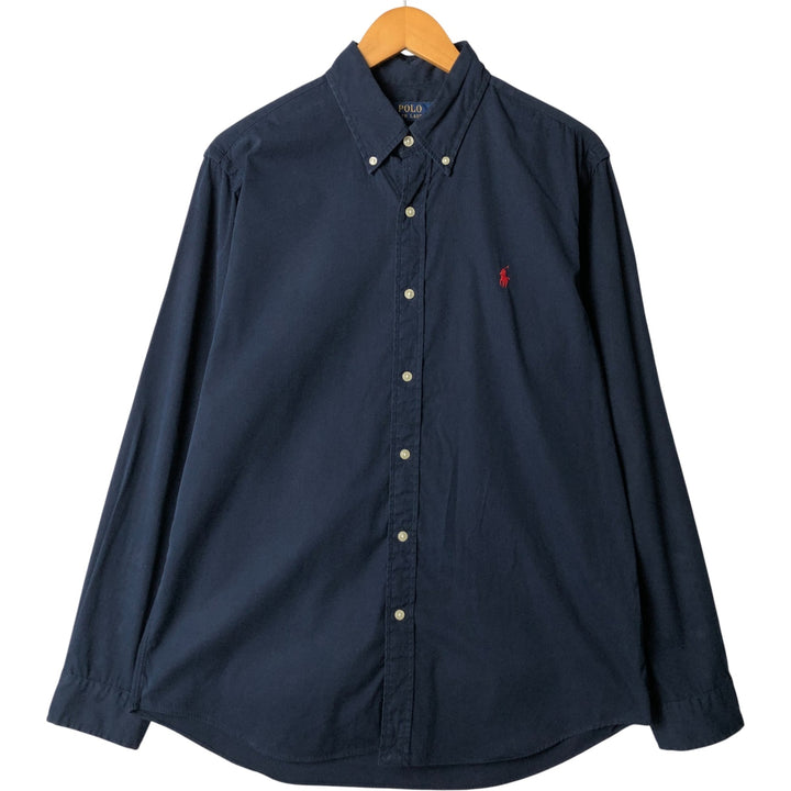 Ralph Lauren POLO RALPH LAUREN CLASSIC FIT long-sleeved button-down shirt, men's size L unclear navy blue type Vintage Second Hand