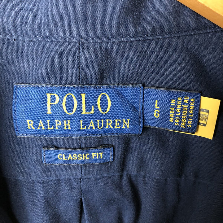 Ralph Lauren POLO RALPH LAUREN CLASSIC FIT long-sleeved button-down shirt, men's size L unclear navy blue type Vintage Second Hand