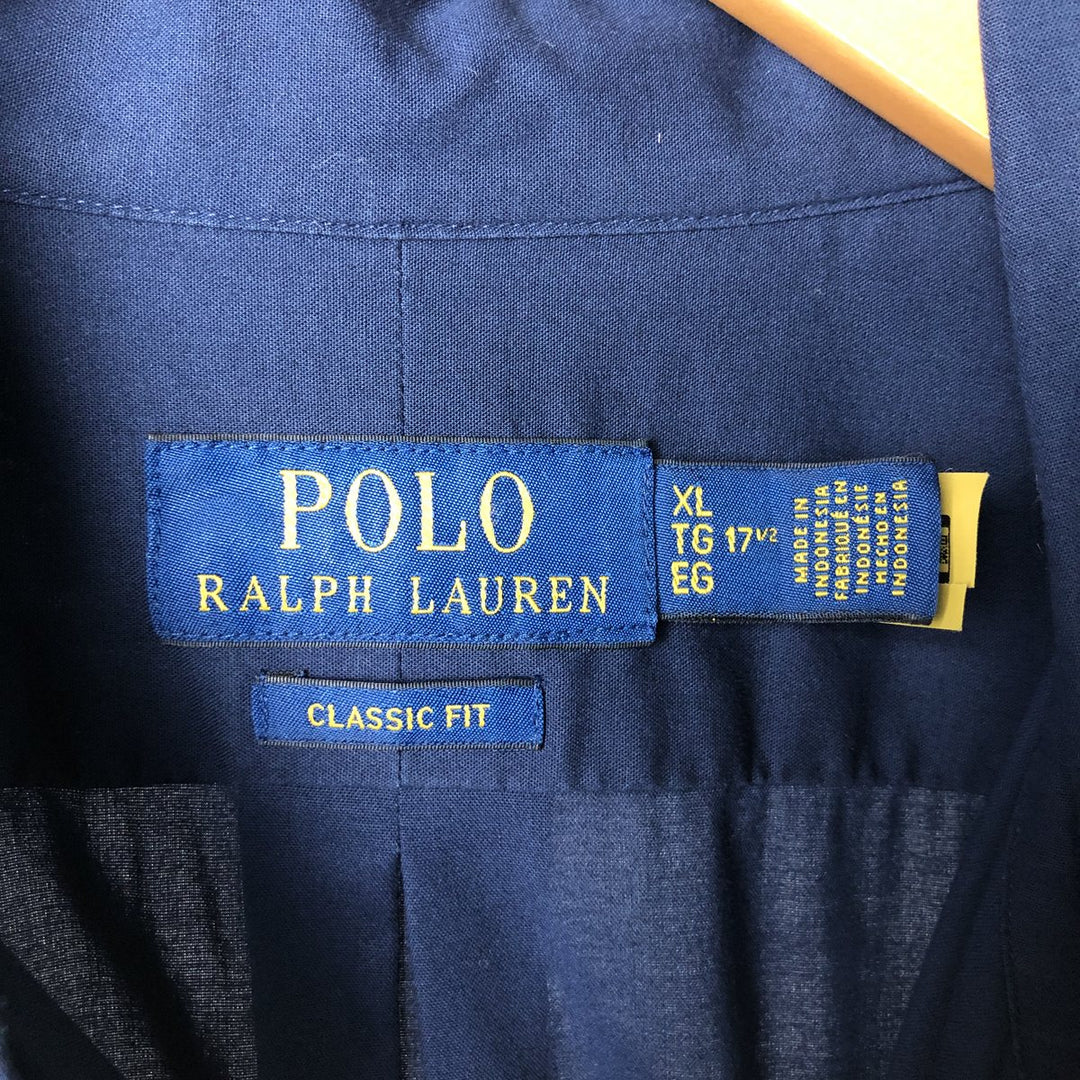 Ralph Lauren POLO RALPH LAUREN CLASSIC FIT long sleeve button down shirt men's XL equivalent cotton navy blue type Vintage Second Hand