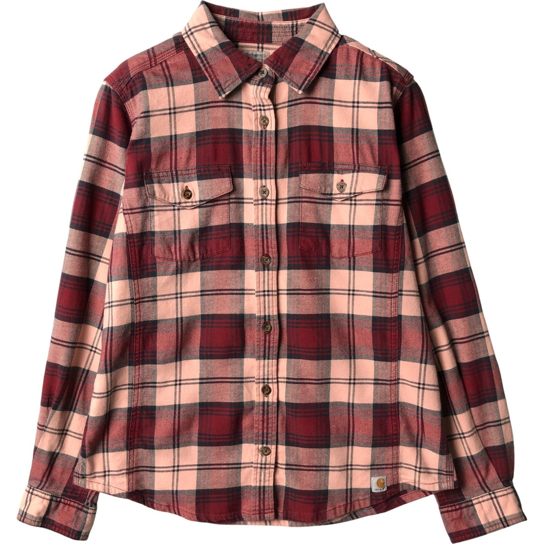 Carhartt long-sleeved cotton check shirt, women's size M cotton pink type Vintage Second Hand
