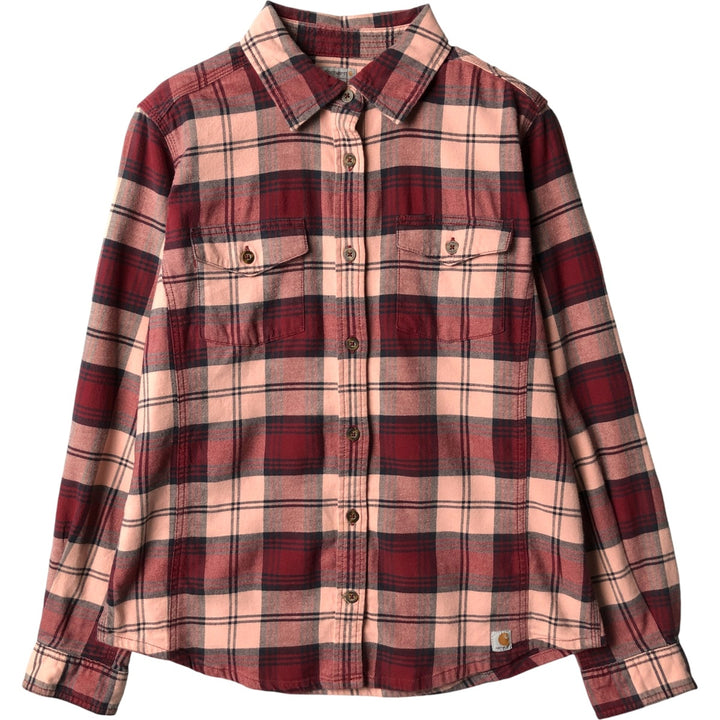 Carhartt long-sleeved cotton check shirt, women's size M cotton pink type Vintage Second Hand