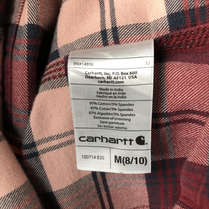 Carhartt long-sleeved cotton check shirt, women's size M cotton pink type Vintage Second Hand