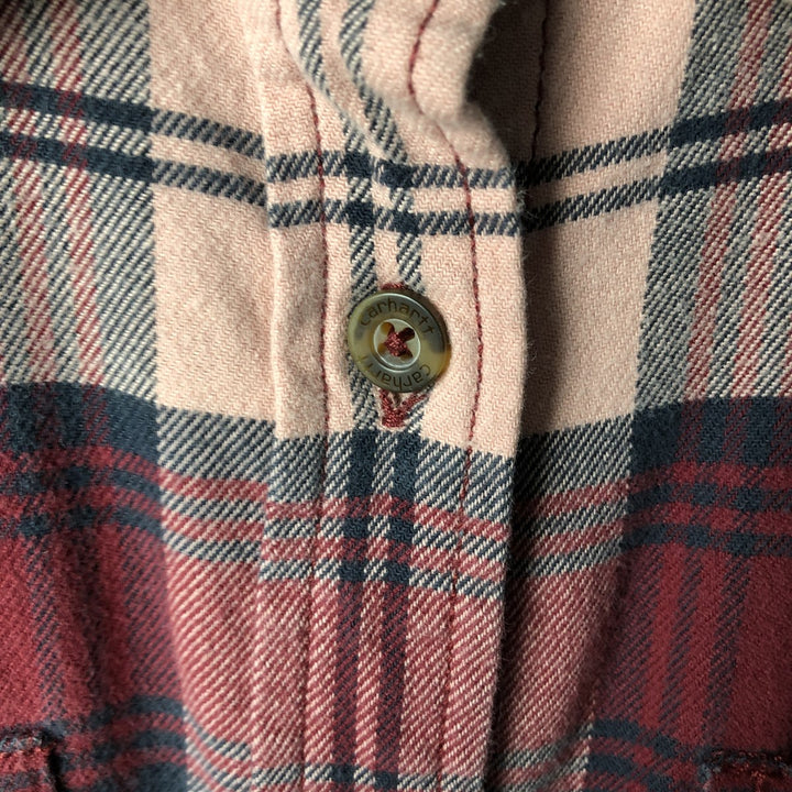 Carhartt long-sleeved cotton check shirt, women's size M cotton pink type Vintage Second Hand