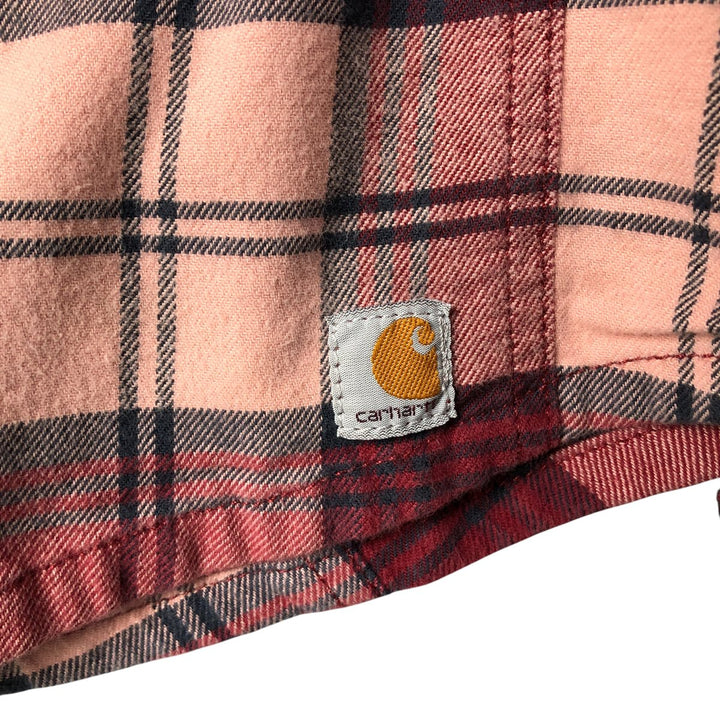 Carhartt long-sleeved cotton check shirt, women's size M cotton pink type Vintage Second Hand