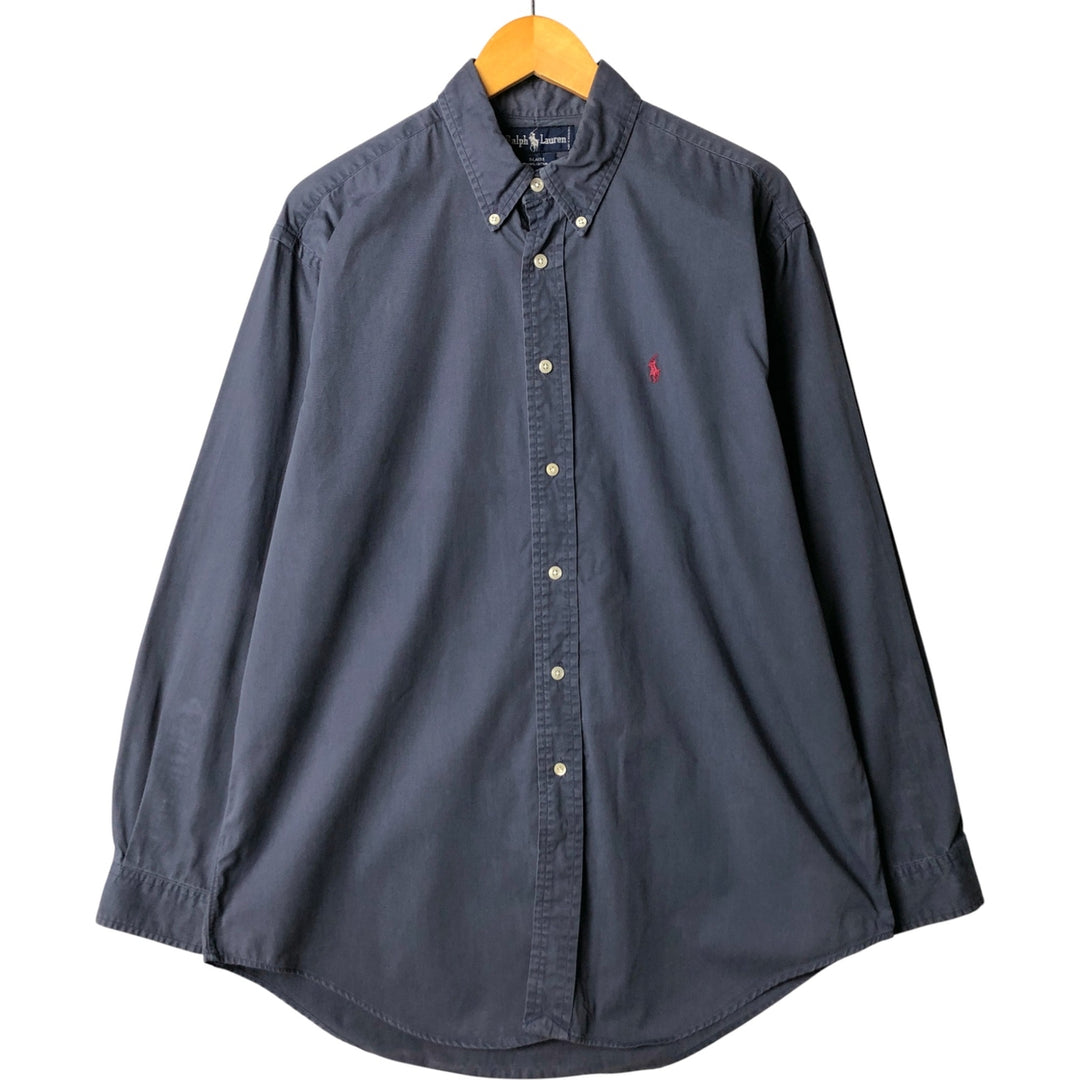 Ralph Lauren BLAIRE long sleeve button down shirt, men's XL size cotton navy blue type Vintage Second Hand