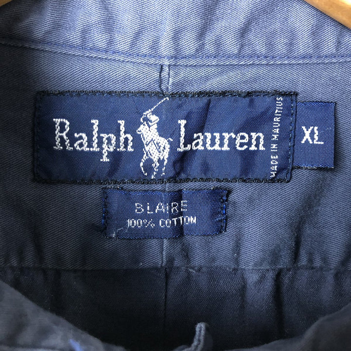 Ralph Lauren BLAIRE long sleeve button down shirt, men's XL size cotton navy blue type Vintage Second Hand