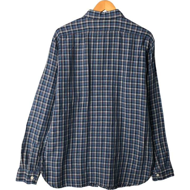 Ralph Lauren POLO by Ralph Lauren Check Pattern Long Sleeve Linen Shirt, Men's Size L linen blue type Vintage Second Hand
