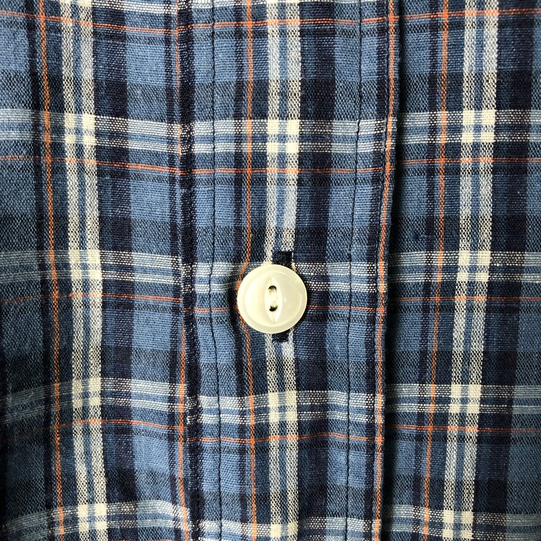 Ralph Lauren POLO by Ralph Lauren Check Pattern Long Sleeve Linen Shirt, Men's Size L linen blue type Vintage Second Hand