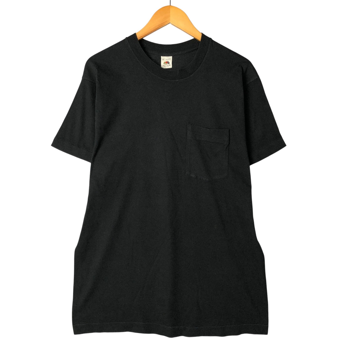 90'S Fruit of the Loom plain pocket T-shirt made in the USA, men's XL size, vintage cotton black type Vintage Second Hand