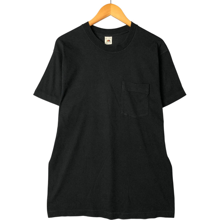 90'S Fruit of the Loom plain pocket T-shirt made in the USA, men's XL size, vintage cotton black type Vintage Second Hand