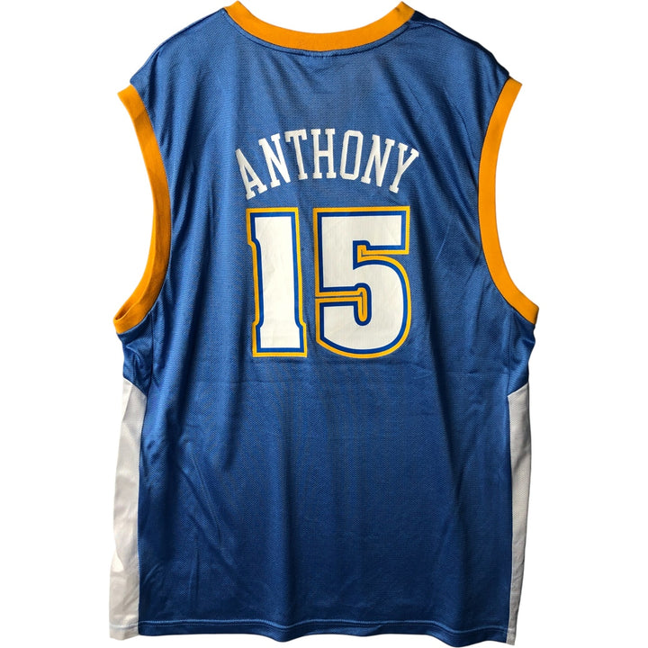 2000'S Reebok NBA Denver Nuggets V-neck game shirt replica, men's size XL Nylon Blue type light blue Vintage Second Hand