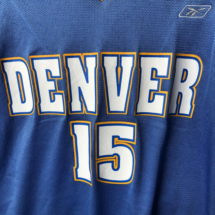 2000'S Reebok NBA Denver Nuggets V-neck game shirt replica, men's size XL Nylon Blue type light blue Vintage Second Hand