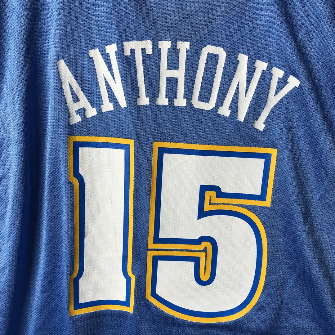 2000'S Reebok NBA Denver Nuggets V-neck game shirt replica, men's size XL Nylon Blue type light blue Vintage Second Hand