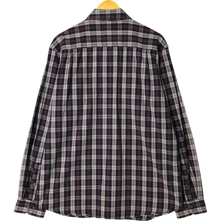 Carhartt Relaxed Fit Check Pattern Long Sleeve Button-Down Work Shirt, Men's Size L cotton navy blue type Vintage Second Hand