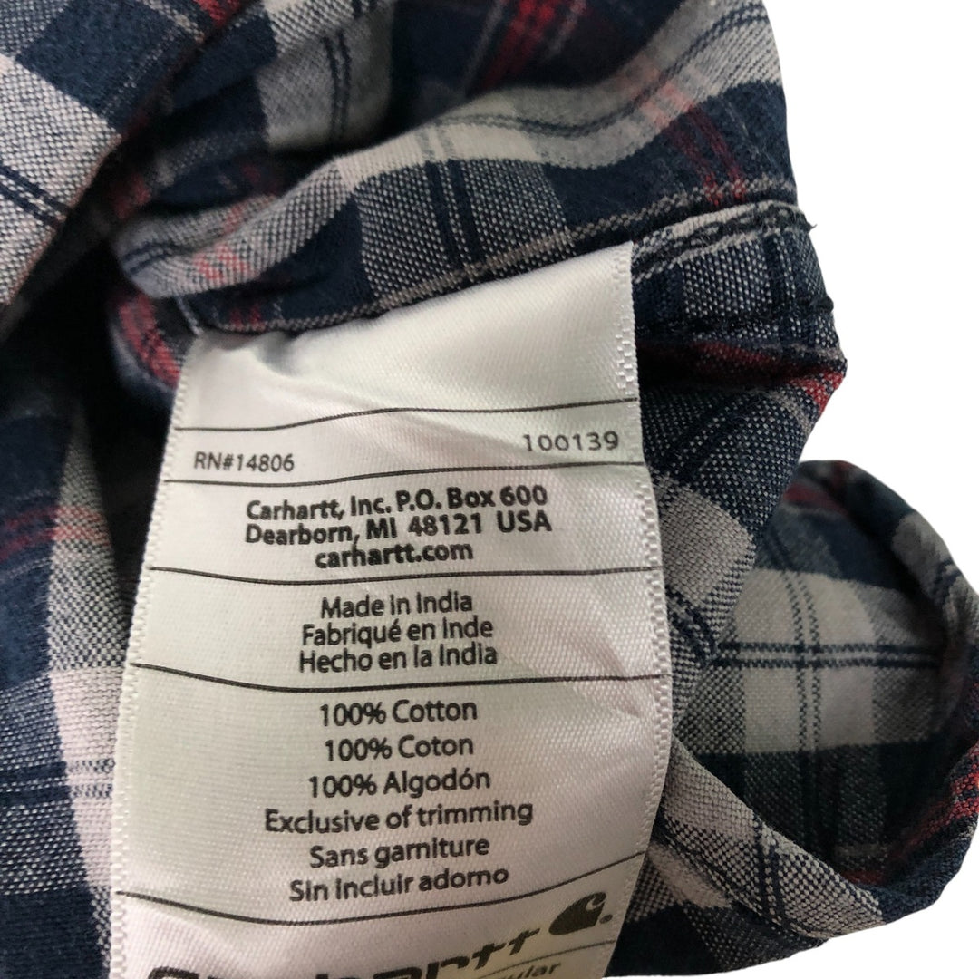 Carhartt Relaxed Fit Check Pattern Long Sleeve Button-Down Work Shirt, Men's Size L cotton navy blue type Vintage Second Hand