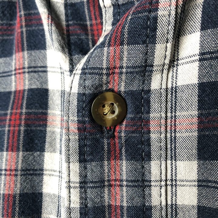 Carhartt Relaxed Fit Check Pattern Long Sleeve Button-Down Work Shirt, Men's Size L cotton navy blue type Vintage Second Hand