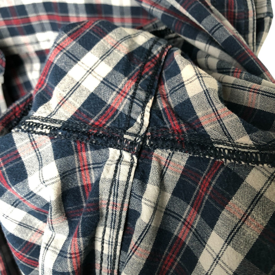 Carhartt Relaxed Fit Check Pattern Long Sleeve Button-Down Work Shirt, Men's Size L cotton navy blue type Vintage Second Hand