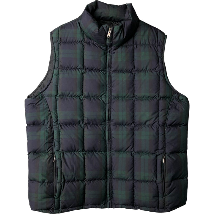 90s-00'S Eddie Bauer Check Pattern Down Vest, Men's XL polyester navy blue type Vintage Second Hand