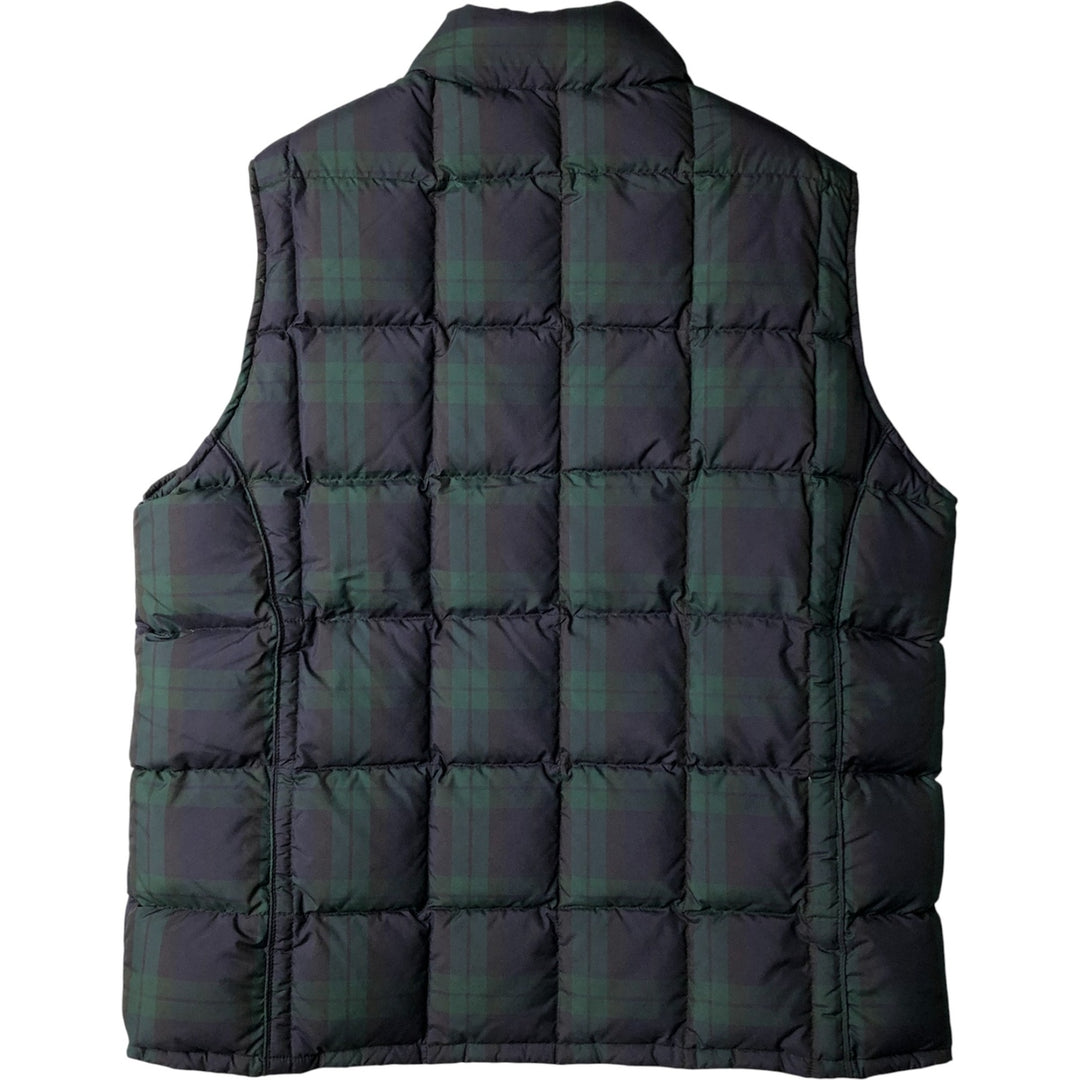 90s-00'S Eddie Bauer Check Pattern Down Vest, Men's XL polyester navy blue type Vintage Second Hand
