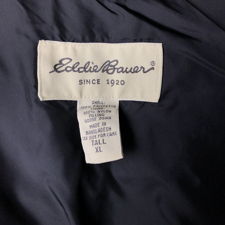 90s-00'S Eddie Bauer Check Pattern Down Vest, Men's XL polyester navy blue type Vintage Second Hand