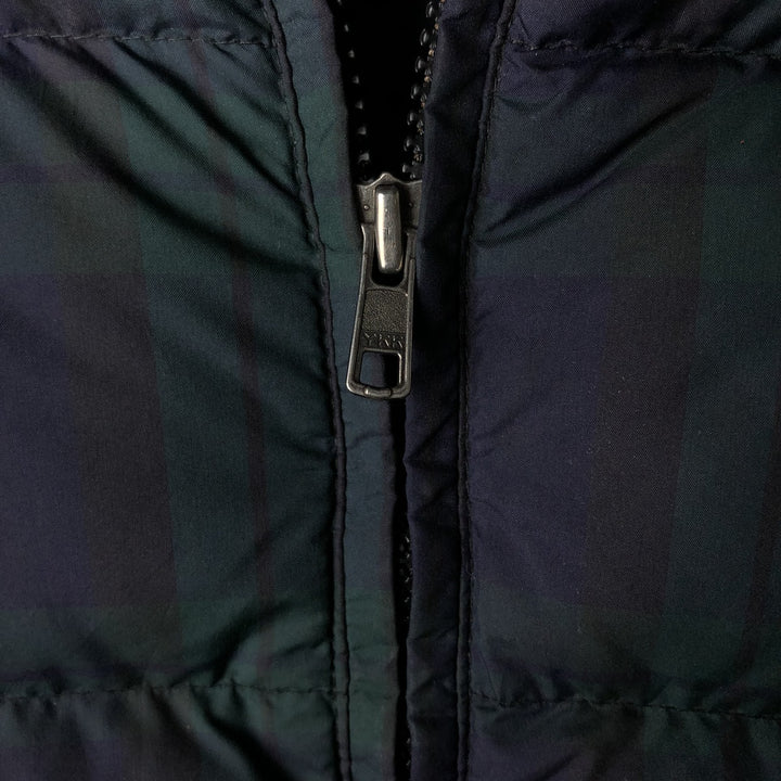 90s-00'S Eddie Bauer Check Pattern Down Vest, Men's XL polyester navy blue type Vintage Second Hand