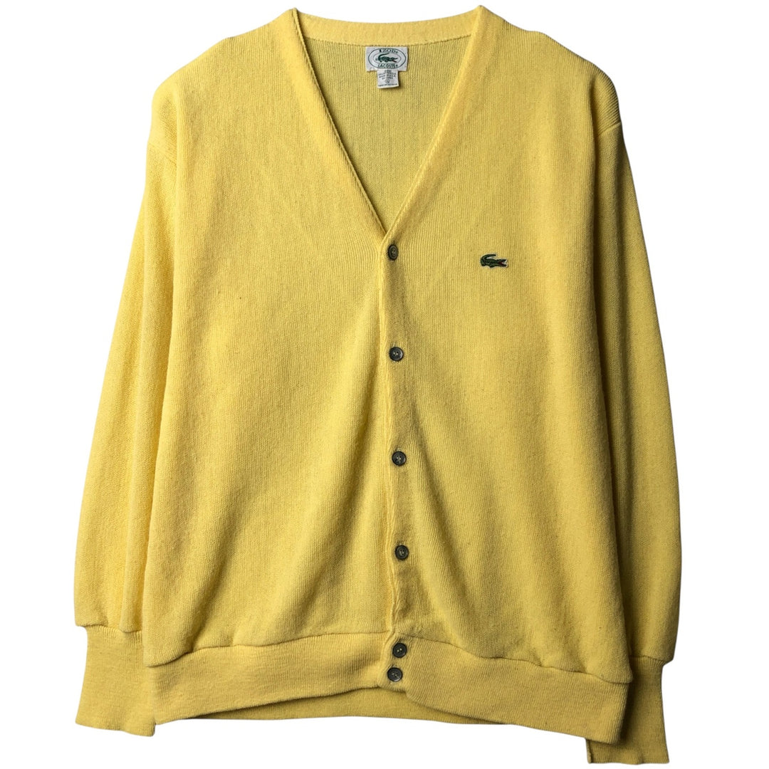80s-90'S Lacoste IZOD Acrylic Knit Cardigan Made in USA Men's XL Vintage Oron Acrylic yellow type Vintage Second Hand