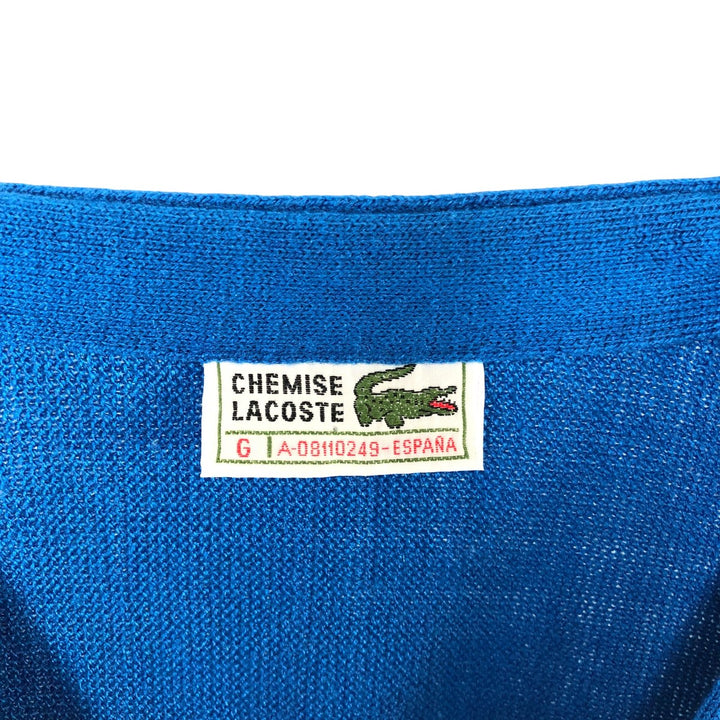 Vintage 1980'S Lacoste Chemise acrylic knit cardigan, made in Spain, size L, men's acrylic blue type Vintage Second Hand