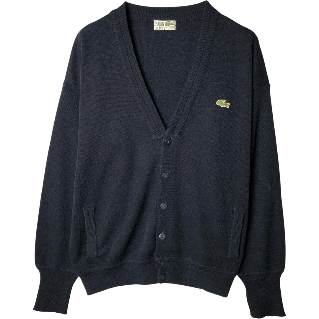Vintage 1980'S Lacoste Chemise French Lacoste acrylic knit cardigan, made in Spain, size M, men's. acrylic navy blue type Vintage Second Hand