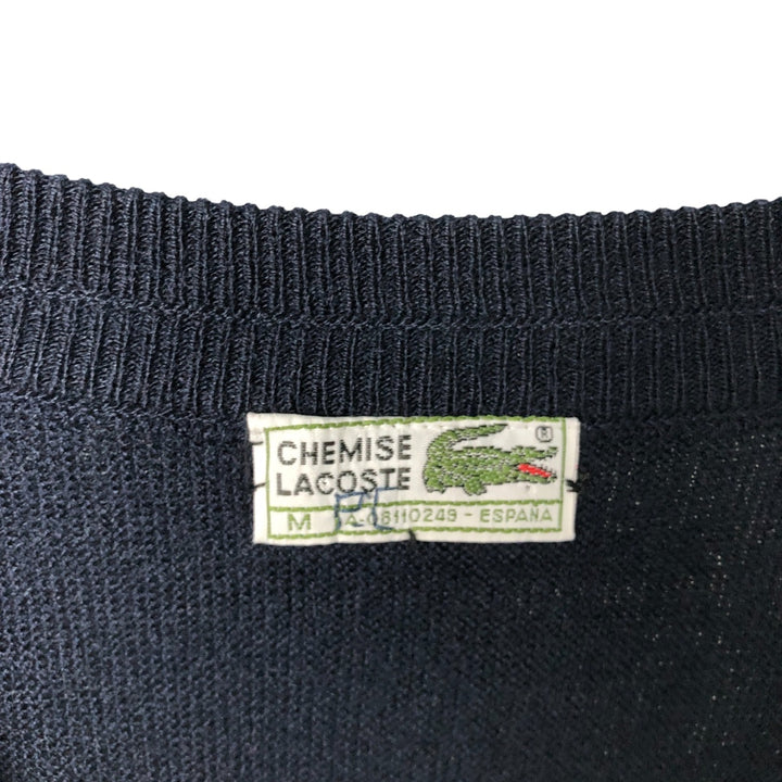Vintage 1980'S Lacoste Chemise French Lacoste acrylic knit cardigan, made in Spain, size M, men's. acrylic navy blue type Vintage Second Hand