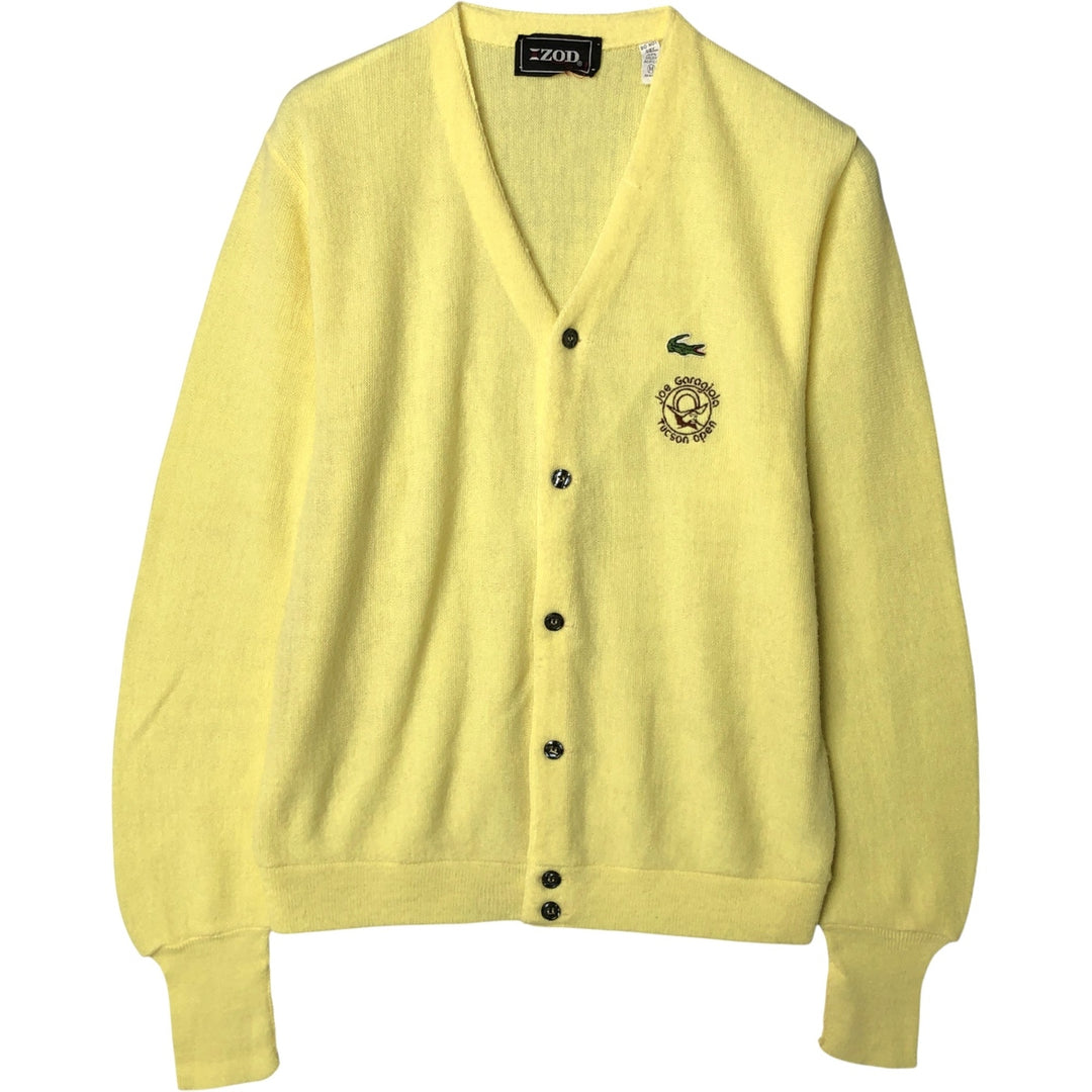 Vintage 70s-80'S Lacoste IZOD acrylic knit cardigan, men's size M acrylic yellow type Vintage Second Hand