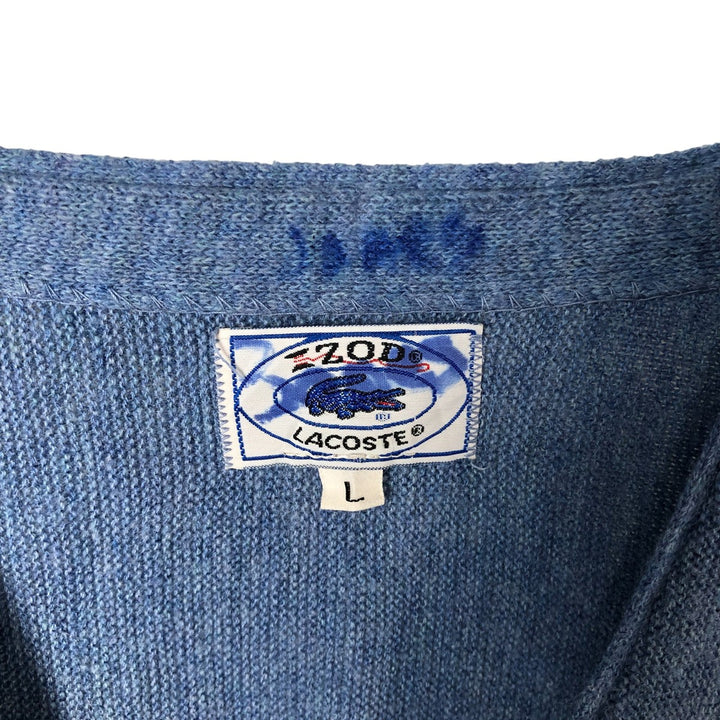 Vintage 1980'S Lacoste IZOD knit cardigan, men's size L unclear Blue type light blue Vintage Second Hand