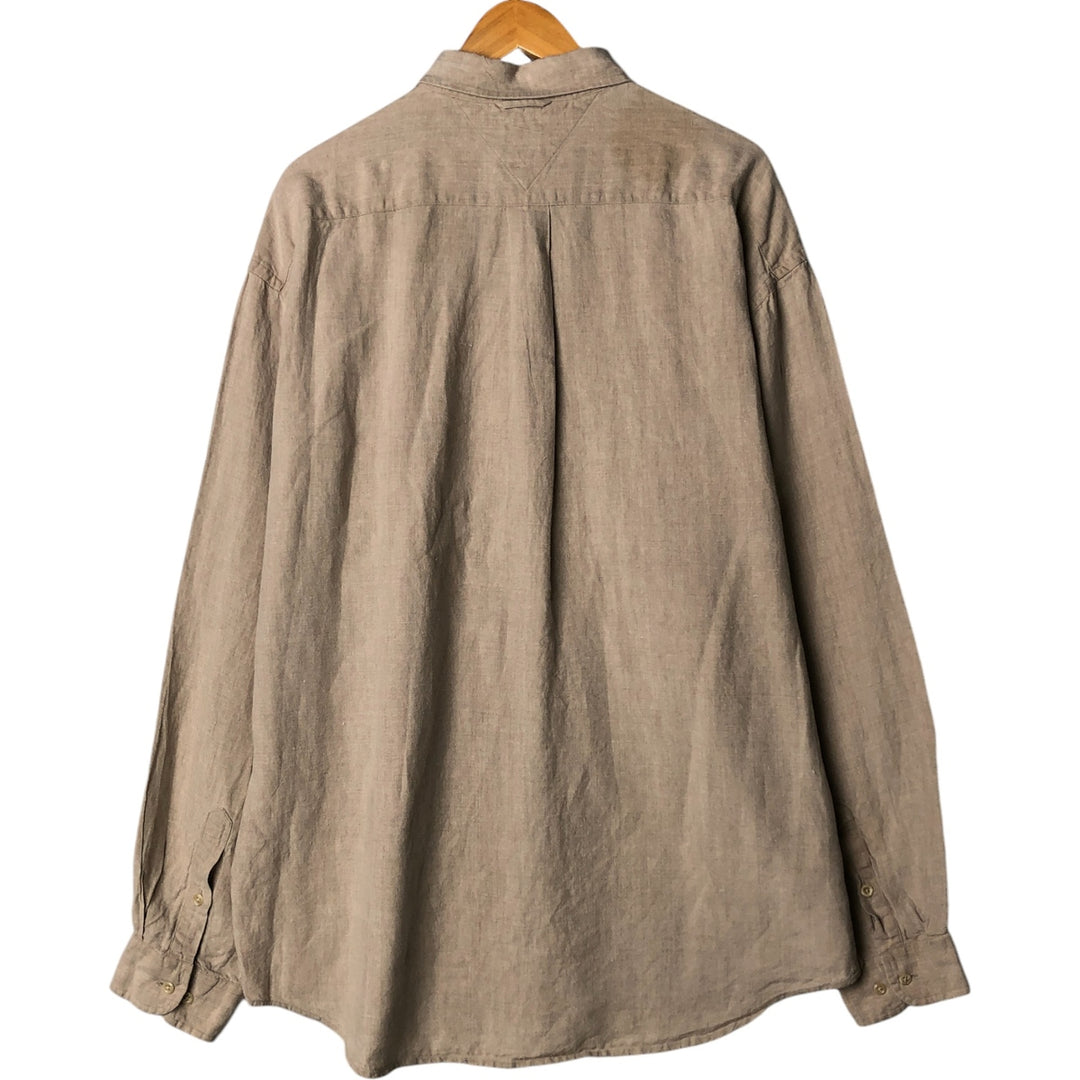 Tommy Hilfiger long-sleeved linen shirt, men's size XL linen ivory Vintage Second Hand