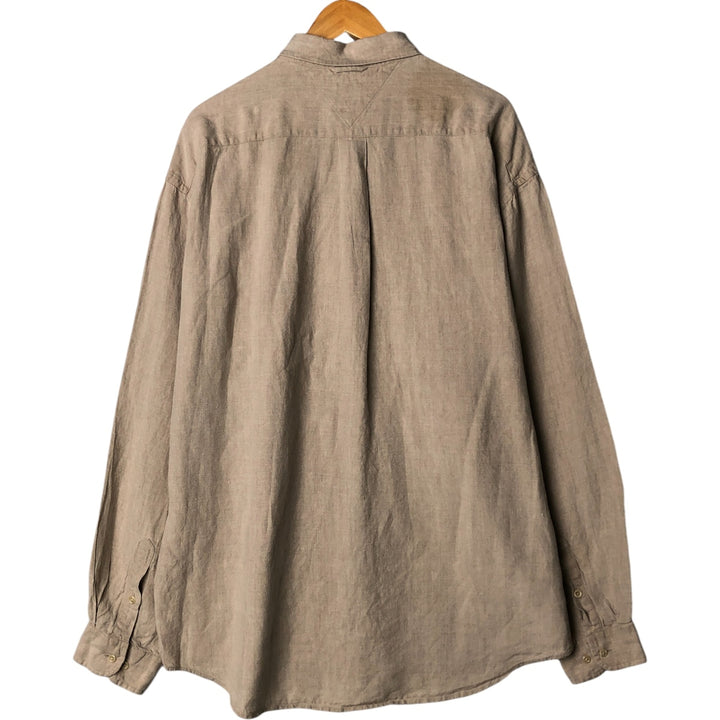 Tommy Hilfiger long-sleeved linen shirt, men's size XL linen ivory Vintage Second Hand