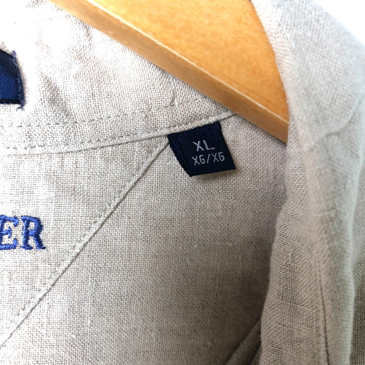 Tommy Hilfiger long-sleeved linen shirt, men's size XL linen ivory Vintage Second Hand