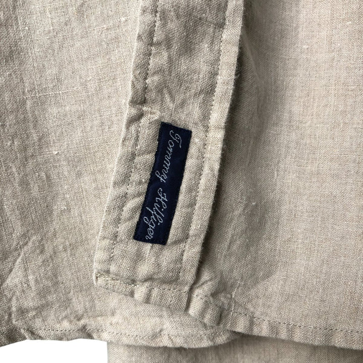 Tommy Hilfiger long-sleeved linen shirt, men's size XL linen ivory Vintage Second Hand