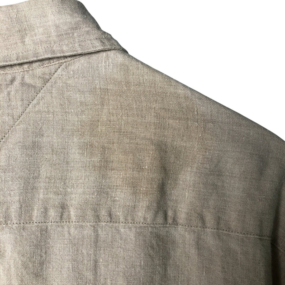 Tommy Hilfiger long-sleeved linen shirt, men's size XL linen ivory Vintage Second Hand