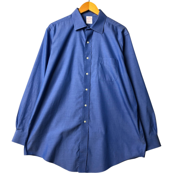 Brooks Brothers Est.1818 Wide Collar Long Sleeve Cotton Shirt Men's Size L cotton Navy blue Vintage Second Hand