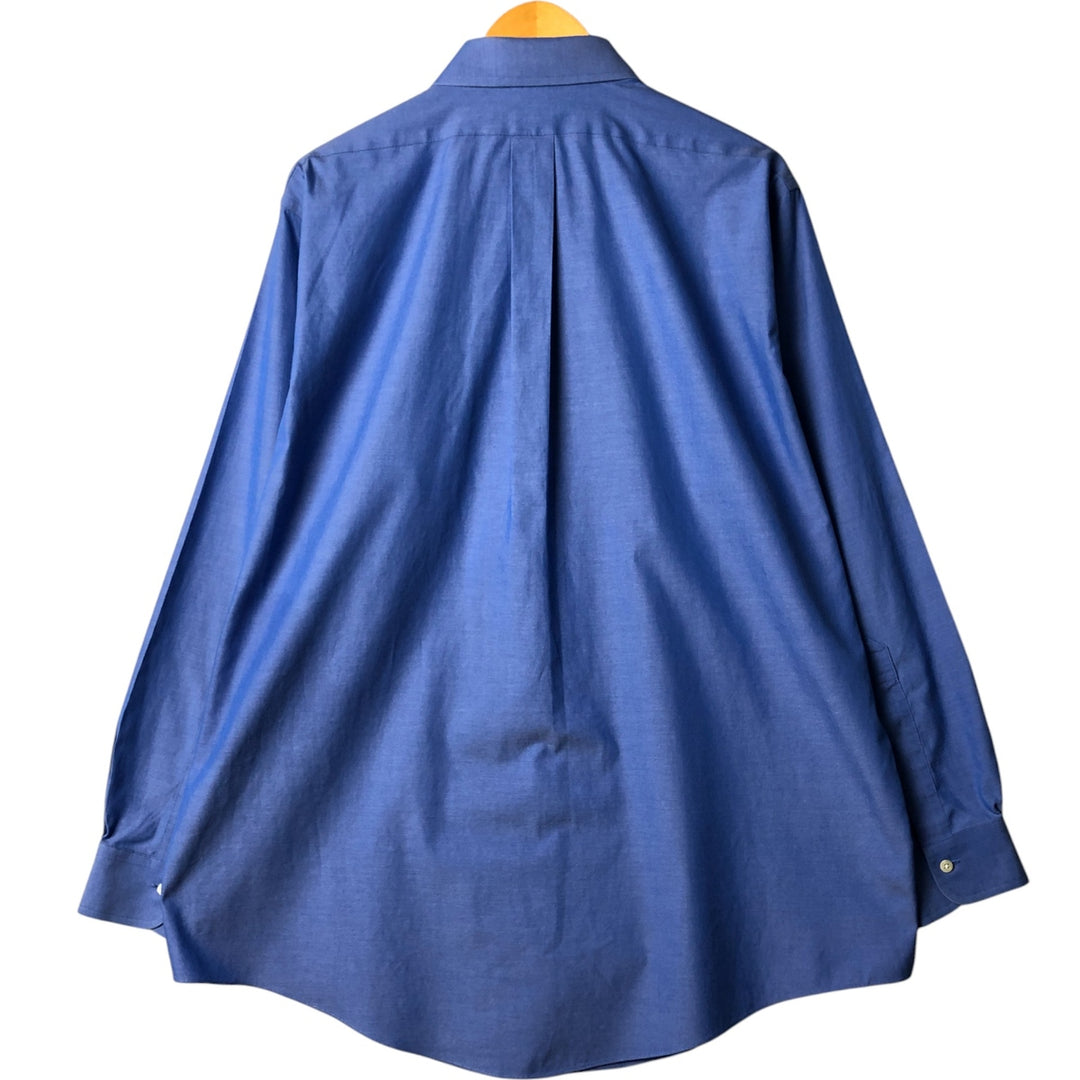 Brooks Brothers Est.1818 Wide Collar Long Sleeve Cotton Shirt Men's Size L cotton Navy blue Vintage Second Hand
