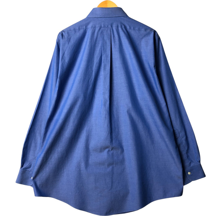 Brooks Brothers Est.1818 Wide Collar Long Sleeve Cotton Shirt Men's Size L cotton Navy blue Vintage Second Hand