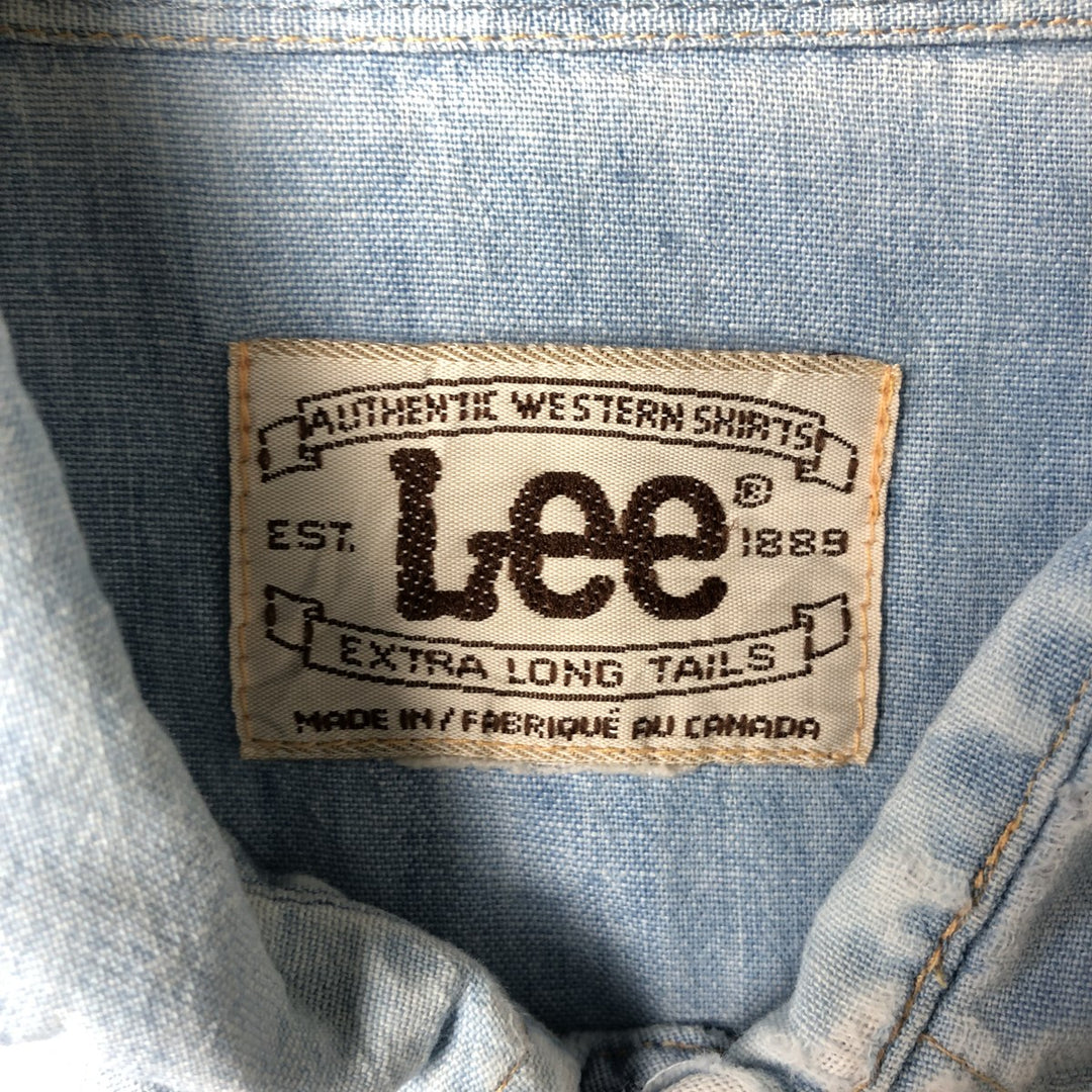 Vintage 1970'S Lee chambray long-sleeve western shirt, made in Canada, size L, men's unclear Blue type light blue Vintage Second Hand