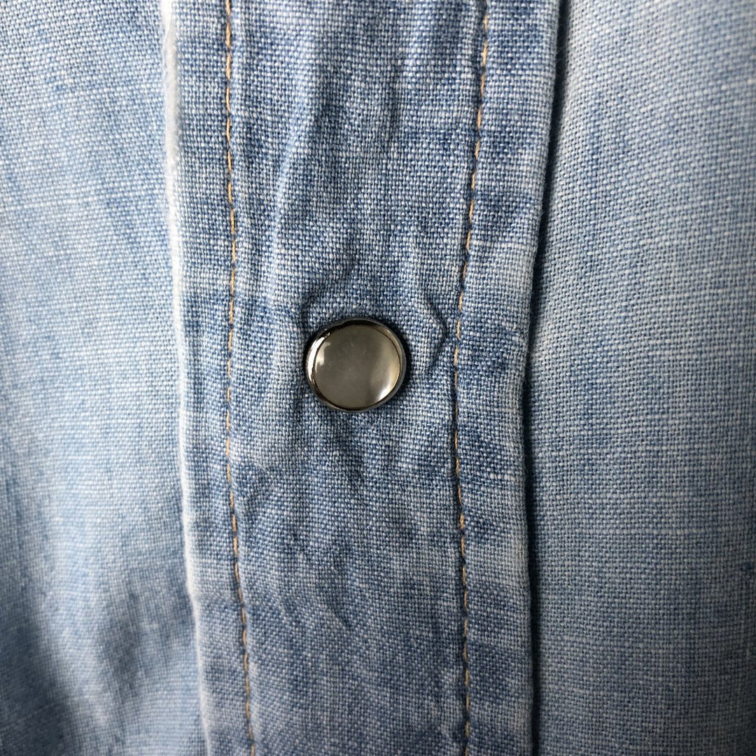 Vintage 1970'S Lee chambray long-sleeve western shirt, made in Canada, size L, men's unclear Blue type light blue Vintage Second Hand
