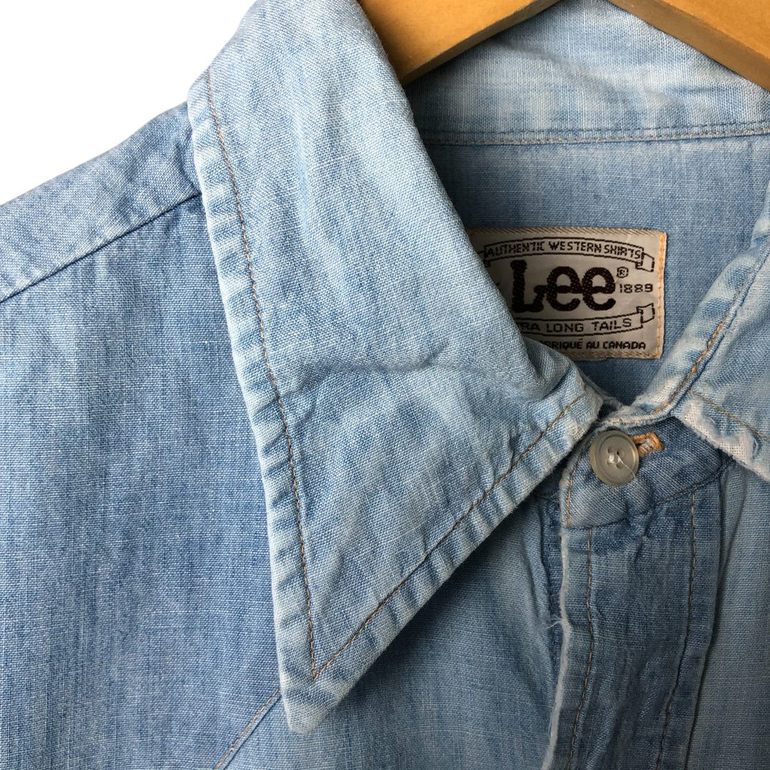 Vintage 1970'S Lee chambray long-sleeve western shirt, made in Canada, size L, men's unclear Blue type light blue Vintage Second Hand