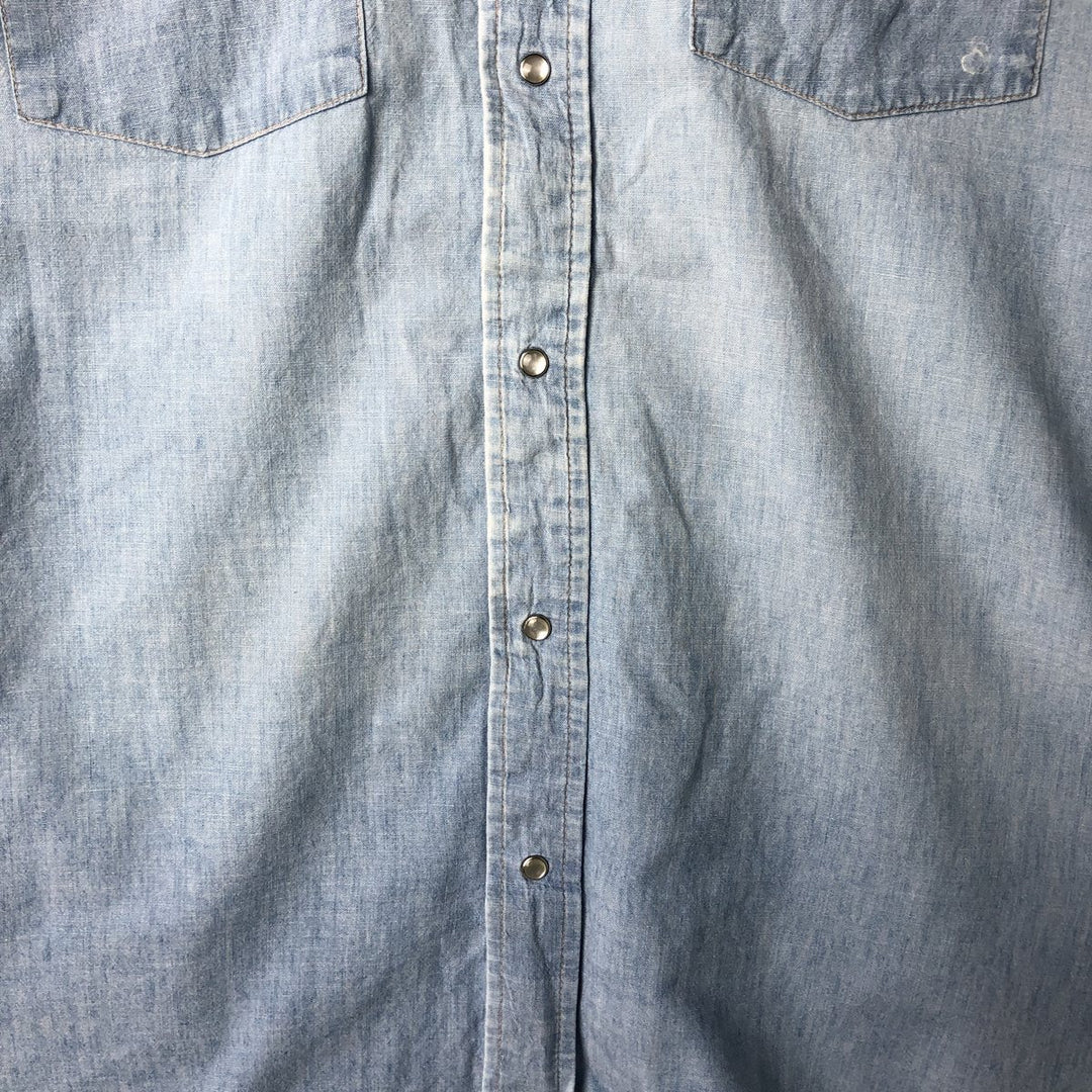 Vintage 1970'S Lee chambray long-sleeve western shirt, made in Canada, size L, men's unclear Blue type light blue Vintage Second Hand