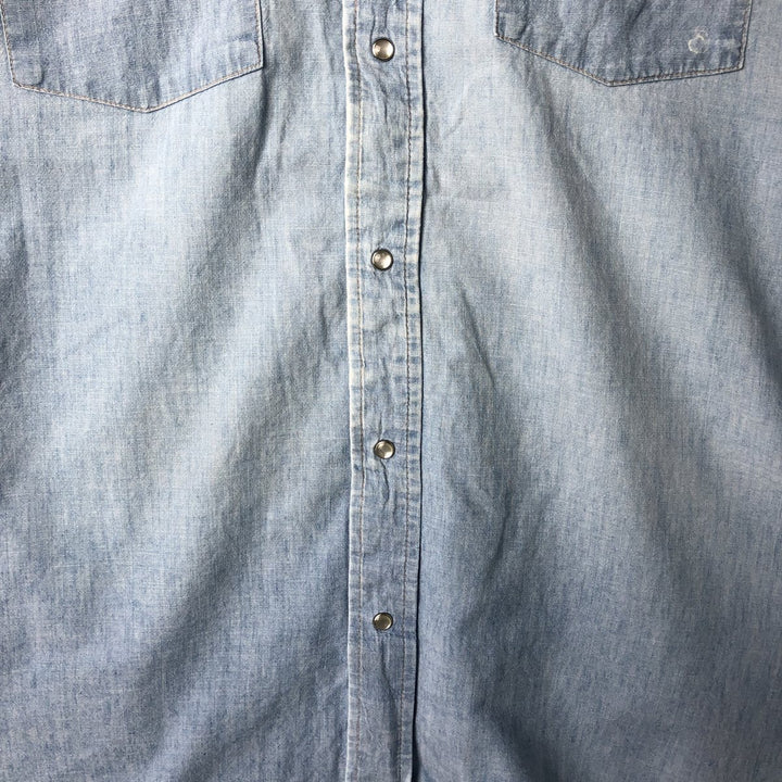Vintage 1970'S Lee chambray long-sleeve western shirt, made in Canada, size L, men's unclear Blue type light blue Vintage Second Hand