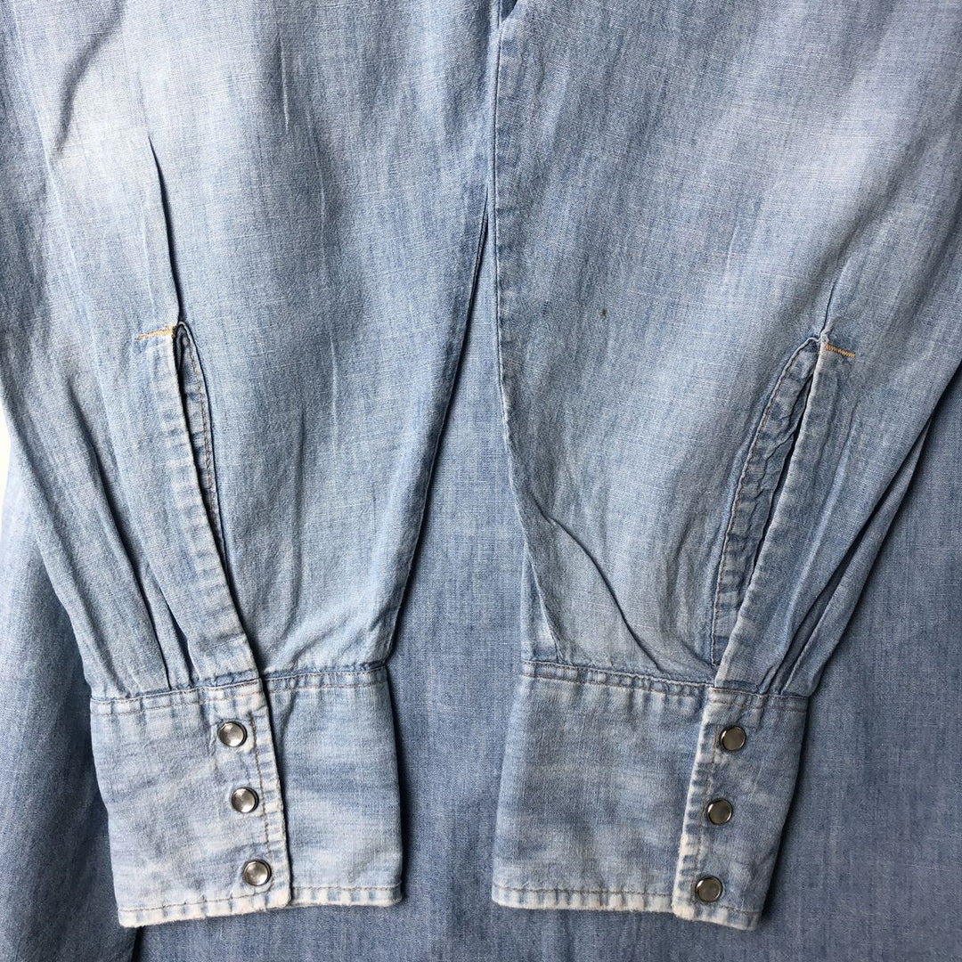 Vintage 1970'S Lee chambray long-sleeve western shirt, made in Canada, size L, men's unclear Blue type light blue Vintage Second Hand