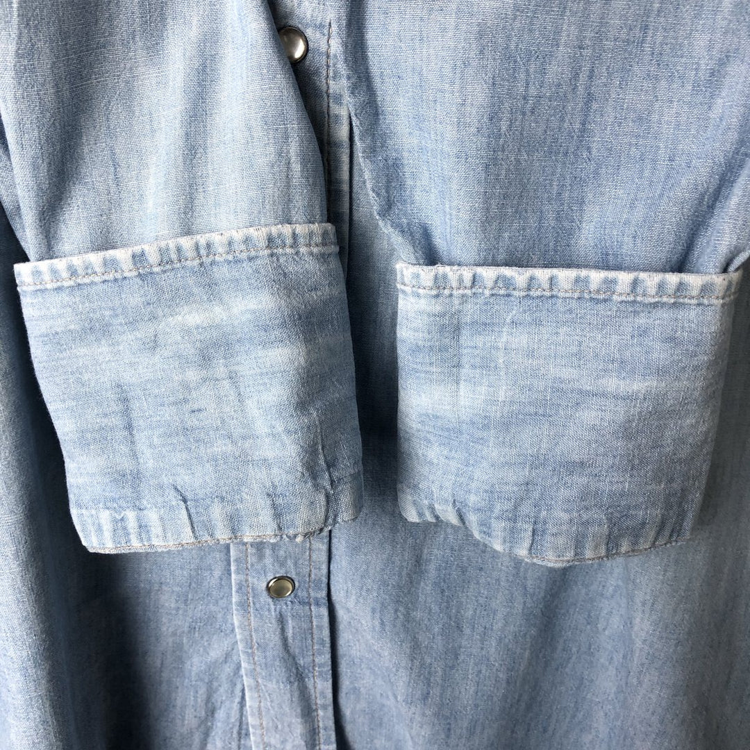 Vintage 1970'S Lee chambray long-sleeve western shirt, made in Canada, size L, men's unclear Blue type light blue Vintage Second Hand