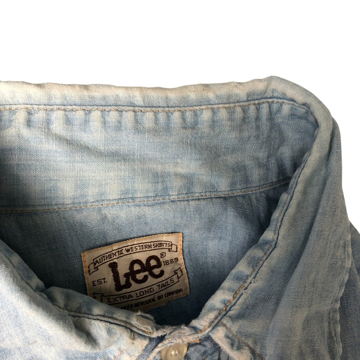 Vintage 1970'S Lee chambray long-sleeve western shirt, made in Canada, size L, men's unclear Blue type light blue Vintage Second Hand