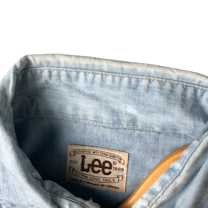 Vintage 1970'S Lee chambray long-sleeve western shirt, made in Canada, size L, men's unclear Blue type light blue Vintage Second Hand