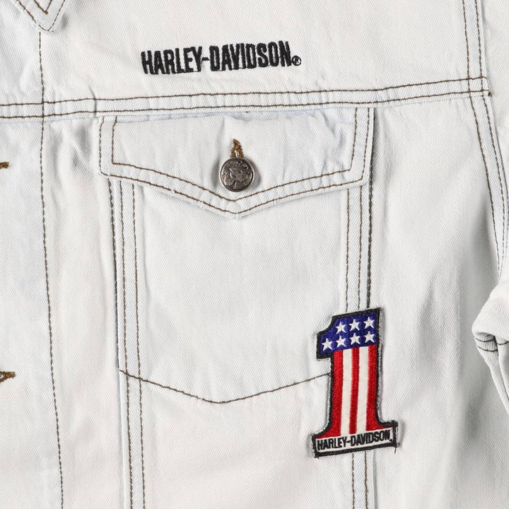 Harley-Davidson Stars and Stripes Denim Jacket, Made in USA, Men's Size L cotton blue type Vintage Second Hand